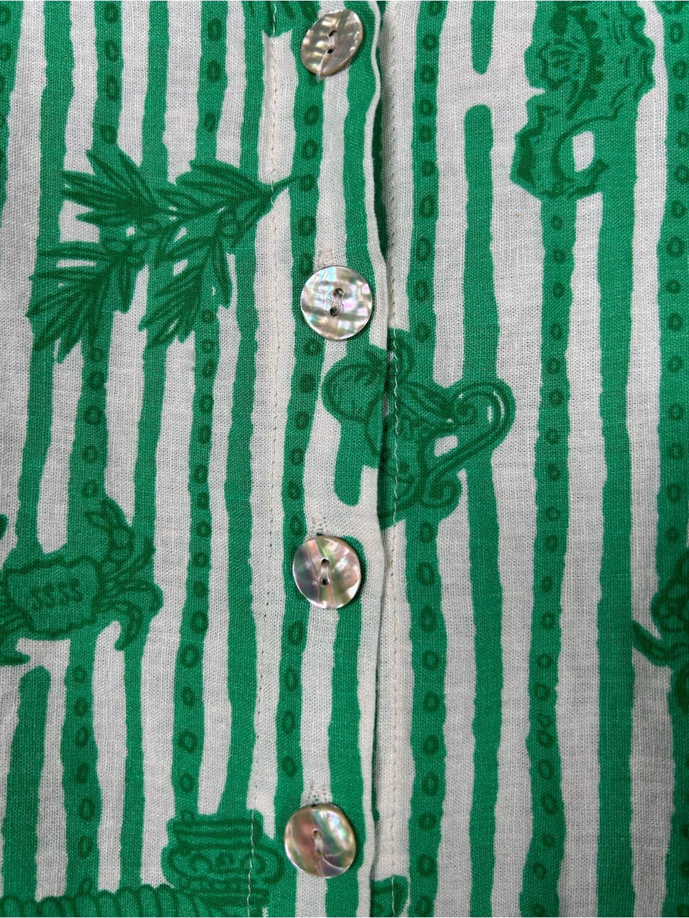 Calypso St. Barth Shirt Top Linen Sicily Roll tab Short Sleeve Green Sz M - Picture 9 of 9